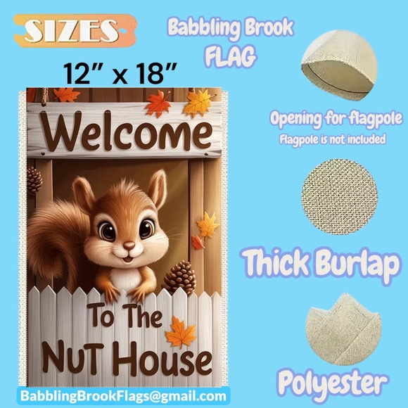 Garden Flag, 12” X 18”, Welcome To The Nuthouse, Squirrel, Burlap Double-sided - Picture 16 of 16